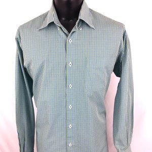Peter Millar Golf Button Up Shirt Checker Green L